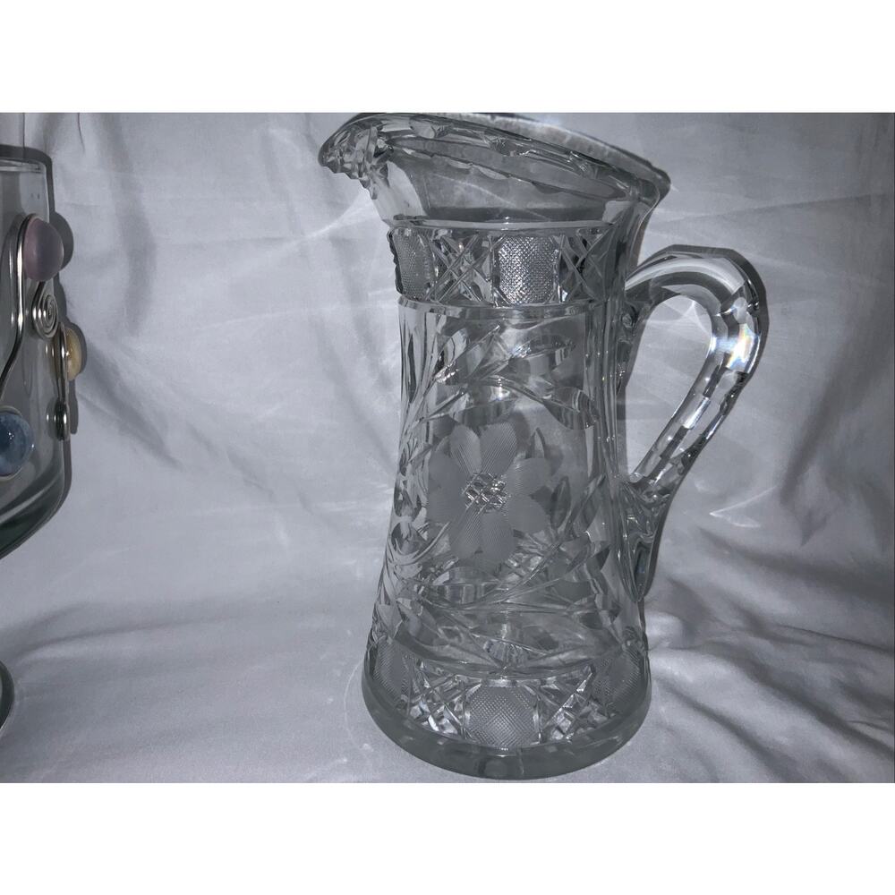 American Brilliant Period 10" ABP Cut Glass Crystal Pitcher - EXCELLENT (B2)